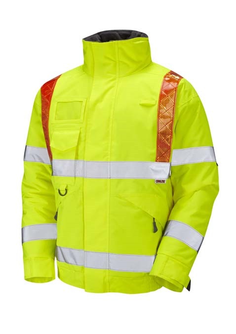 LEO WORKWEAR PORTMORE ISO 20471 Cl 3 Orange Brace Superior Bomber Jacket